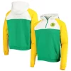 Men's New Era Kelly Green/White Oakland Athletics Cooperstown Collection Quarter-Zip Hoodie Jacket