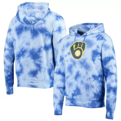 Men's New Era Royal Milwaukee Brewers Tie-Dye Pullover Hoodie