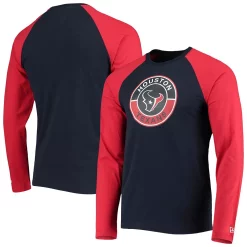Men's New Era Navy/Red Houston Texans League Raglan Long Sleeve T-Shirt