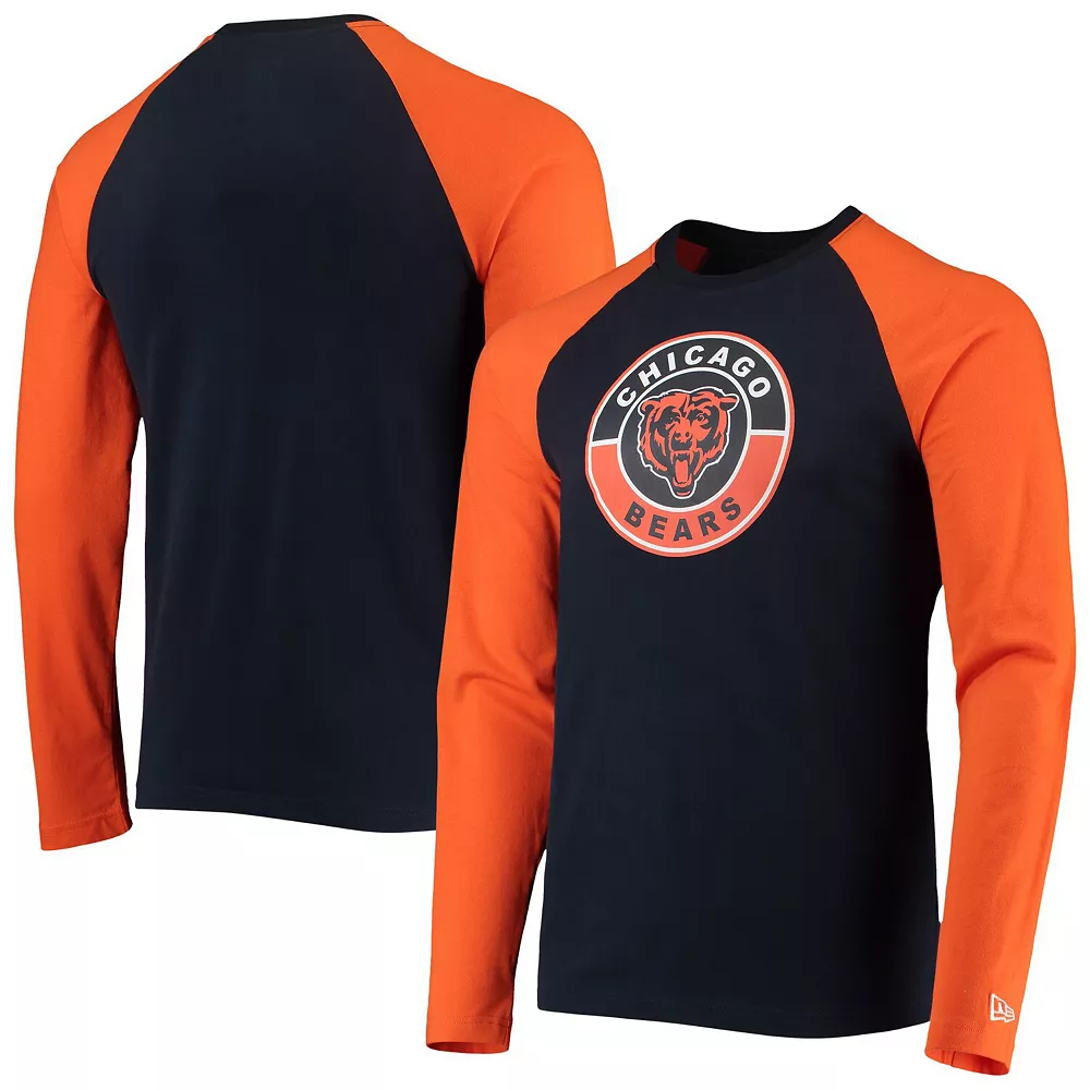 Men's New Era Navy/Orange Chicago Bears League Raglan Long Sleeve T-Shirt 2 Men's New Era Navy/Orange Chicago Bears League Raglan Long Sleeve T-Shirt - Image 2