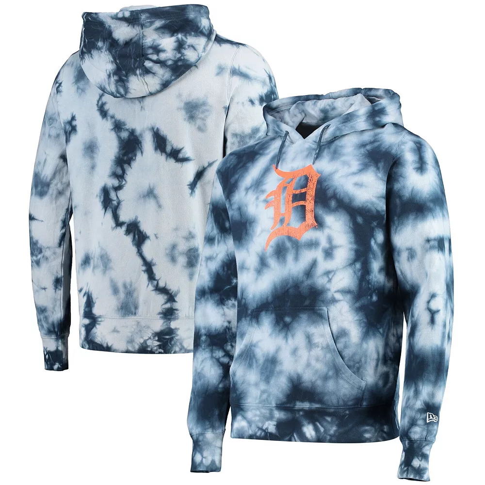 Men's New Era Navy Detroit Tigers Tie-Dye Pullover Hoodie 2 Men's New Era Navy Detroit Tigers Tie-Dye Pullover Hoodie - Image 2