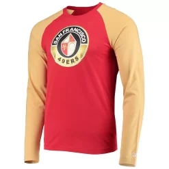 Men's New Era Scarlet/Gold San Francisco 49ers League Raglan Throwback Long Sleeve T-Shirt -New Era Shop 5629056 ALT2