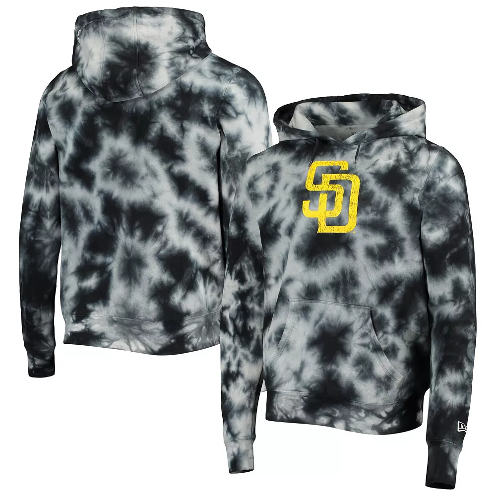 Men's New Era Black San Diego Padres Tie-Dye Pullover Hoodie 1 Men's New Era Black San Diego Padres Tie-Dye Pullover Hoodie