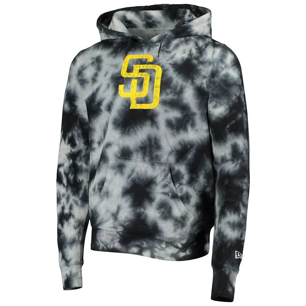 Men's New Era Black San Diego Padres Tie-Dye Pullover Hoodie 3 Men's New Era Black San Diego Padres Tie-Dye Pullover Hoodie - Image 3