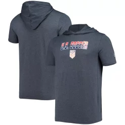 Men's 5th & Ocean by New Era Navy USMNT Logo Short Sleeve Hoodie T-Shirt