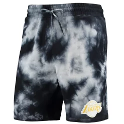 Men's New Era Black Los Angeles Lakers Fleece Tie-Dye Shorts -New Era Shop 5729793 ALT2