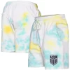 Men's 5th & Ocean by New Era Light Blue/White USMNT Ice-Dye Fleece Shorts