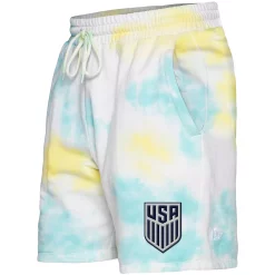 Men's 5th & Ocean by New Era Light Blue/White USMNT Ice-Dye Fleece Shorts -New Era Shop 5732542 ALT2