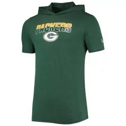 Men's New Era Heathered Green Green Bay Packers Brushed Short Sleeve Pullover Hoodie -New Era Shop 5741755 ALT2