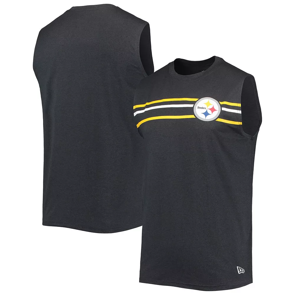 Men's New Era Black Pittsburgh Steelers Brushed Sleeveless Tank Top 1 Men's New Era Black Pittsburgh Steelers Brushed Sleeveless Tank Top