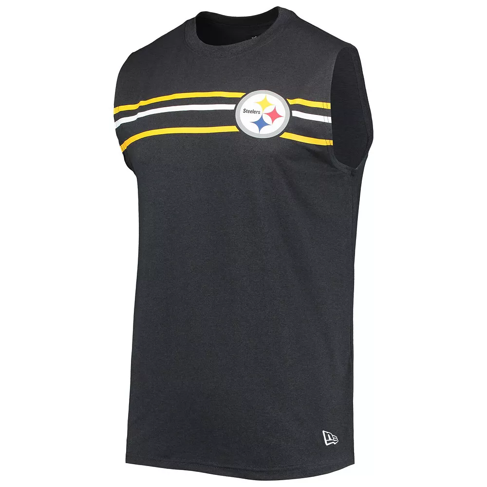 Men's New Era Black Pittsburgh Steelers Brushed Sleeveless Tank Top 2 Men's New Era Black Pittsburgh Steelers Brushed Sleeveless Tank Top - Image 2