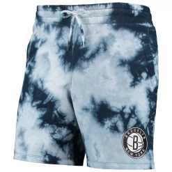 Men's New Era Blue Brooklyn Nets Fleece Tie-Dye Shorts -New Era Shop 5742019 ALT2