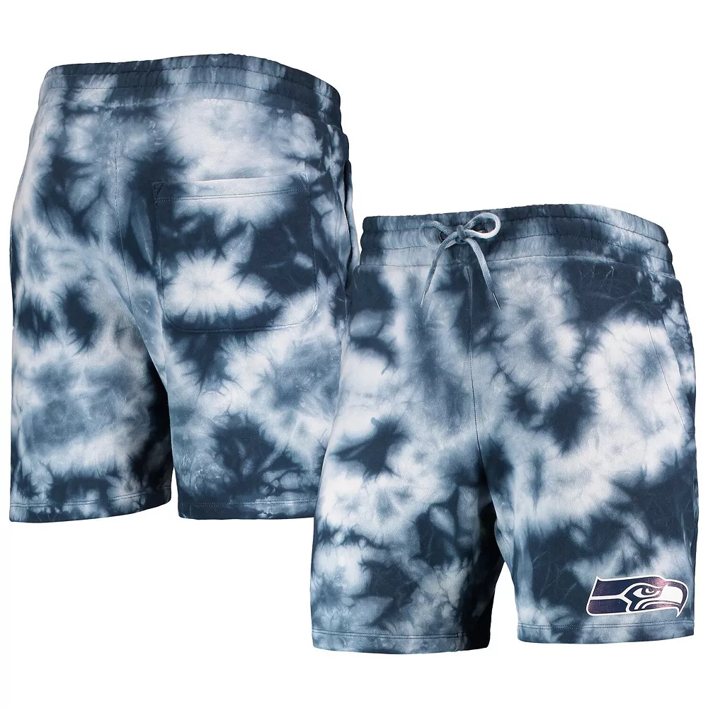 Men's New Era College Navy Seattle Seahawks Tie-Dye Shorts 1 Men's New Era College Navy Seattle Seahawks Tie-Dye Shorts