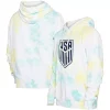 Men's 5th & Ocean by New Era Light Blue/White USMNT Tie-Dye Fleece Pullover Hoodie