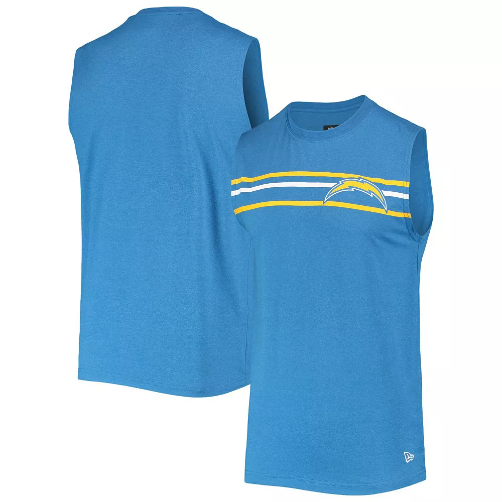 Men's New Era Powder Blue Los Angeles Chargers Brushed Sleeveless Tank Top 1 Men's New Era Powder Blue Los Angeles Chargers Brushed Sleeveless Tank Top