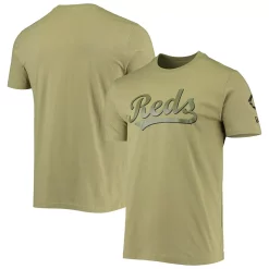 Men's New Era Olive Cincinnati Reds Brushed Armed Forces T-Shirt