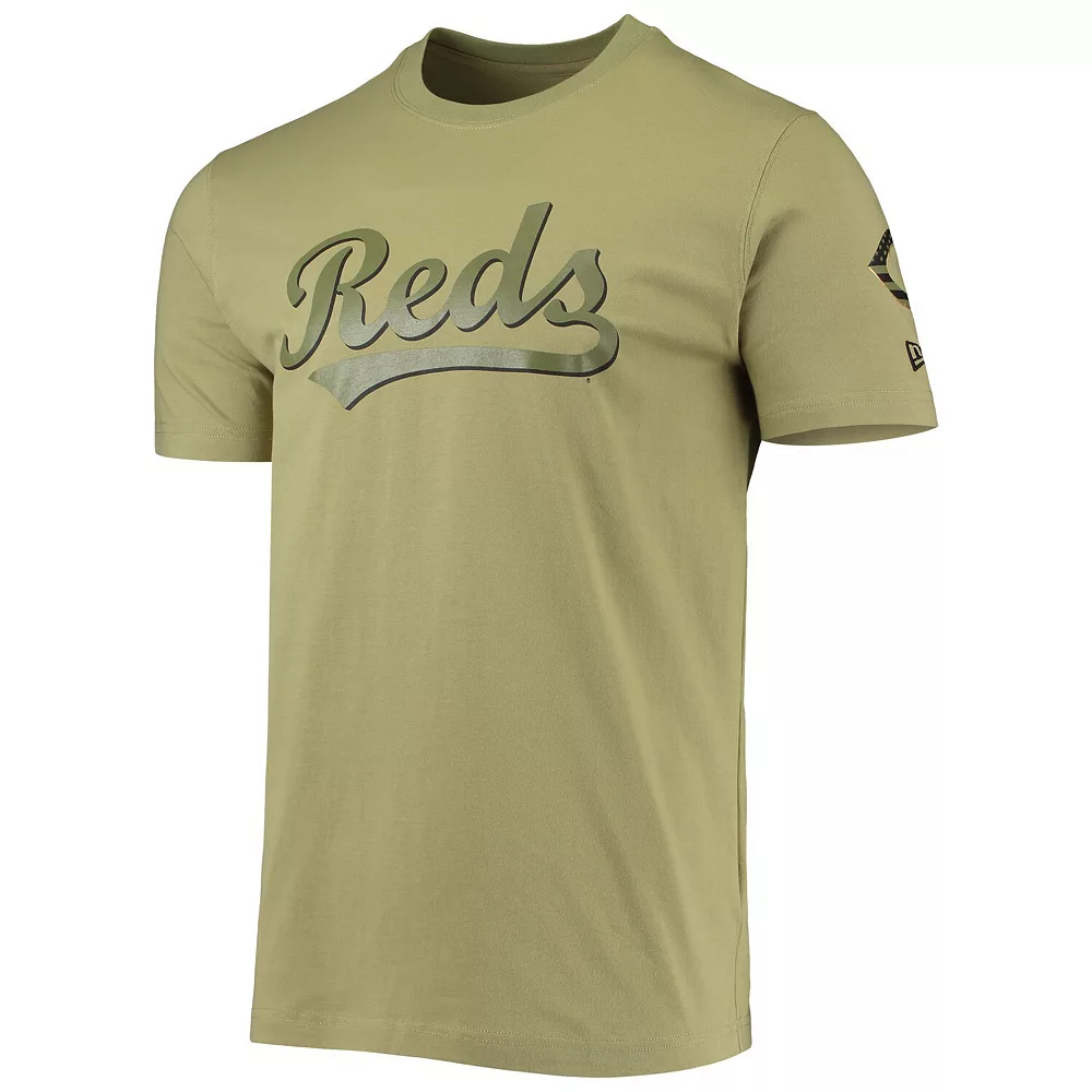 Men's New Era Olive Cincinnati Reds Brushed Armed Forces T-Shirt 3 Men's New Era Olive Cincinnati Reds Brushed Armed Forces T-Shirt - Image 3