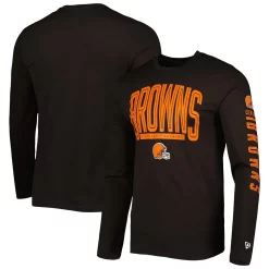 New Era Shop 15 Men's New Era Brown Cleveland Browns Combine Authentic Home Stadium Long Sleeve T-Shirt