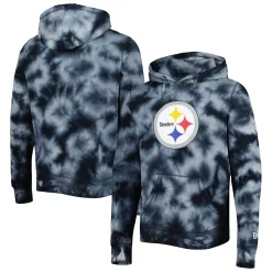 Men's New Era Black Pittsburgh Steelers Team Tie-Dye Pullover Hoodie