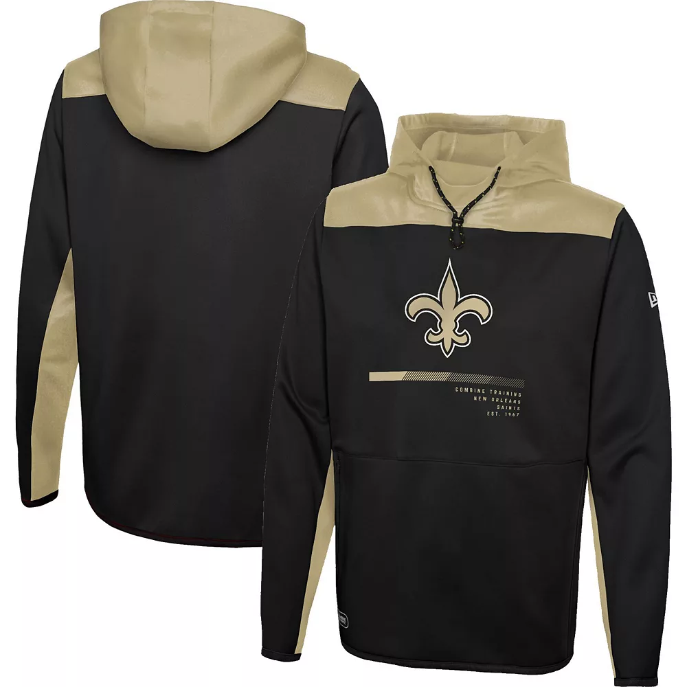 Men's New Era Black New Orleans Saints Combine Authentic Hard Hitter Pullover Hoodie 2 Men's New Era Black New Orleans Saints Combine Authentic Hard Hitter Pullover Hoodie - Image 2