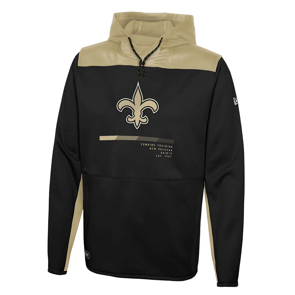 Men's New Era Black New Orleans Saints Combine Authentic Hard Hitter Pullover Hoodie 3 Men's New Era Black New Orleans Saints Combine Authentic Hard Hitter Pullover Hoodie - Image 3