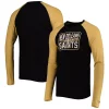 Men's New Era Black New Orleans Saints Current Raglan Long Sleeve T-Shirt
