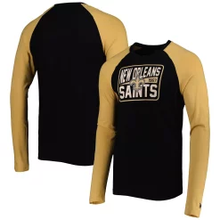 Men's New Era Black New Orleans Saints Current Raglan Long Sleeve T-Shirt