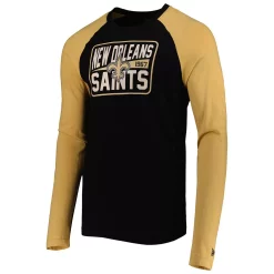Men's New Era Black New Orleans Saints Current Raglan Long Sleeve T-Shirt -New Era Shop 5937032 ALT2