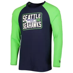 Men's New Era College Navy Seattle Seahawks Current Raglan Long Sleeve T-Shirt -New Era Shop 5937619 ALT2