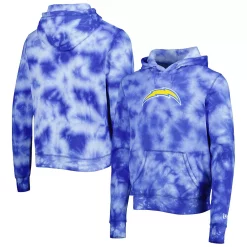 Men's New Era Powder Blue Los Angeles Chargers Team Tie-Dye Pullover Hoodie