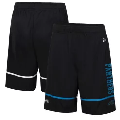 Men's New Era Black Carolina Panthers Combine Authentic Rusher Training Shorts