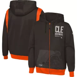 Men's New Era Brown Cleveland Browns Combine Authentic Drop Back Full-Zip Hoodie