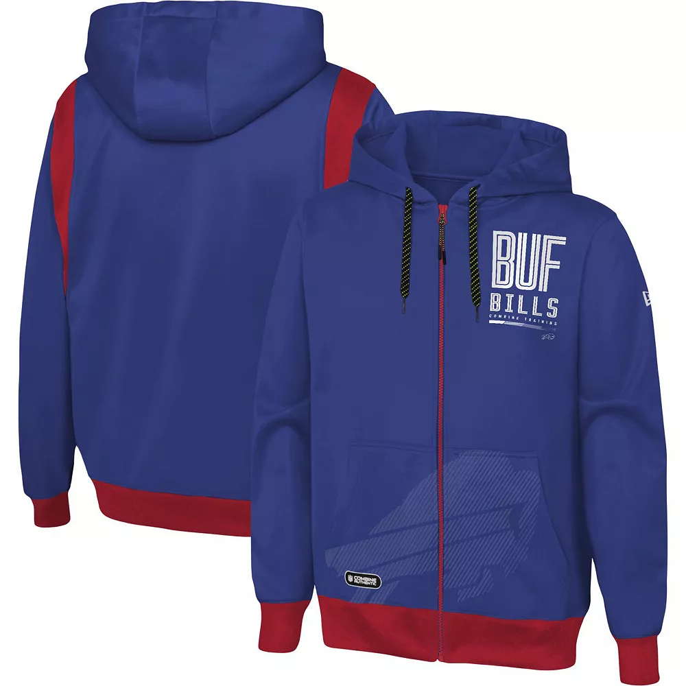 Men's New Era Royal Buffalo Bills Combine Authentic Drop Back Full-Zip Hoodie 1 Men's New Era Royal Buffalo Bills Combine Authentic Drop Back Full-Zip Hoodie