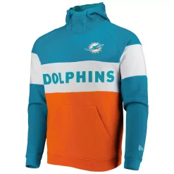 Men's New Era Orange Miami Dolphins Colorblock Current Pullover Hoodie -New Era Shop 5951897 ALT2