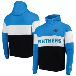 Men's New Era Black Carolina Panthers Colorblock Current Pullover Hoodie