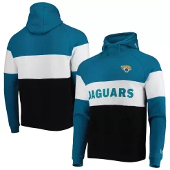 Men's New Era Black Jacksonville Jaguars Colorblock Current Pullover Hoodie