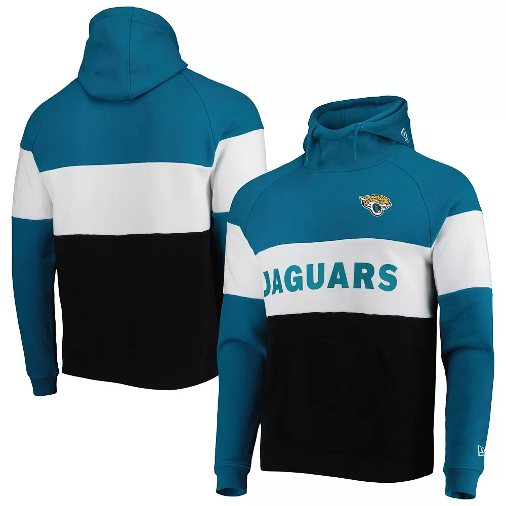 Men's New Era Black Jacksonville Jaguars Colorblock Current Pullover Hoodie 1 Men's New Era Black Jacksonville Jaguars Colorblock Current Pullover Hoodie