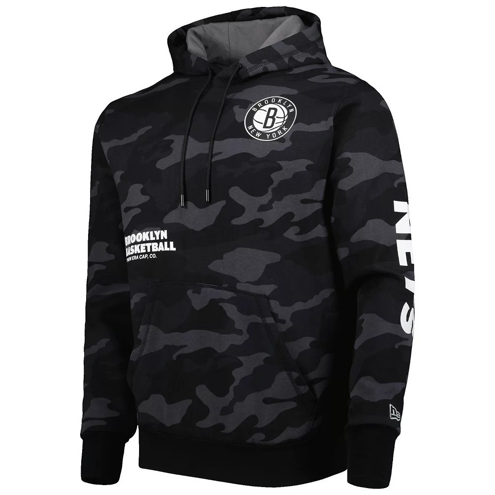 Men's New Era Black/Camo Brooklyn Nets Tonal Pullover Hoodie 3 Men's New Era Black/Camo Brooklyn Nets Tonal Pullover Hoodie - Image 3