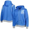 Men's New Era Powder Blue Los Angeles Chargers Combine Authentic Drop Back Full-Zip Hoodie