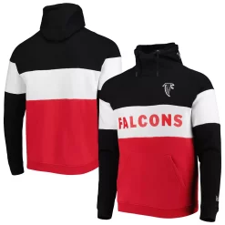 Men's New Era Red Atlanta Falcons Colorblock Throwback Pullover Hoodie