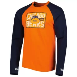 Men's New Era Orange Chicago Bears Throwback Raglan Long Sleeve T-Shirt -New Era Shop 5969346 ALT2