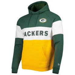 Men's New Era Gold Green Bay Packers Colorblock Current Pullover Hoodie -New Era Shop 5981117 ALT2