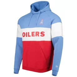 Men's New Era Red/Blue Houston Oilers Colorblock Throwback Pullover Hoodie -New Era Shop 5981546 ALT2