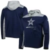 Men's Navy/Silver Dallas Cowboys Combine Authentic Hard Hitter Pullover Hoodie