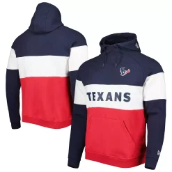 Men's New Era Red/Navy Houston Texans Colorblock Current Pullover Hoodie