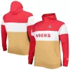 Men's New Era Scarlet/Gold San Francisco 49ers Big & Tall Current Team Colorblock Fleece Pullover Hoodie