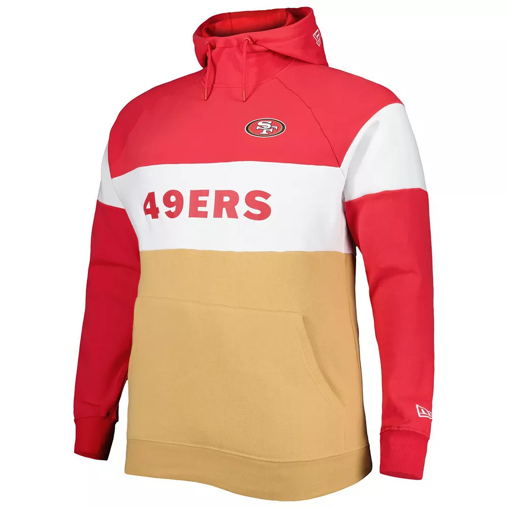 Men's New Era Scarlet/Gold San Francisco 49ers Big & Tall Current Team Colorblock Fleece Pullover Hoodie 3 Men's New Era Scarlet/Gold San Francisco 49ers Big & Tall Current Team Colorblock Fleece Pullover Hoodie - Image 3
