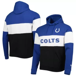Men's New Era Black Indianapolis Colts Colorblock Current Pullover Hoodie