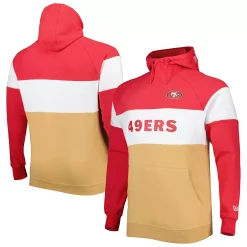 Men's New Era Scarlet/Gold San Francisco 49ers Big & Tall Current Colorblock Fleece Pullover Hoodie