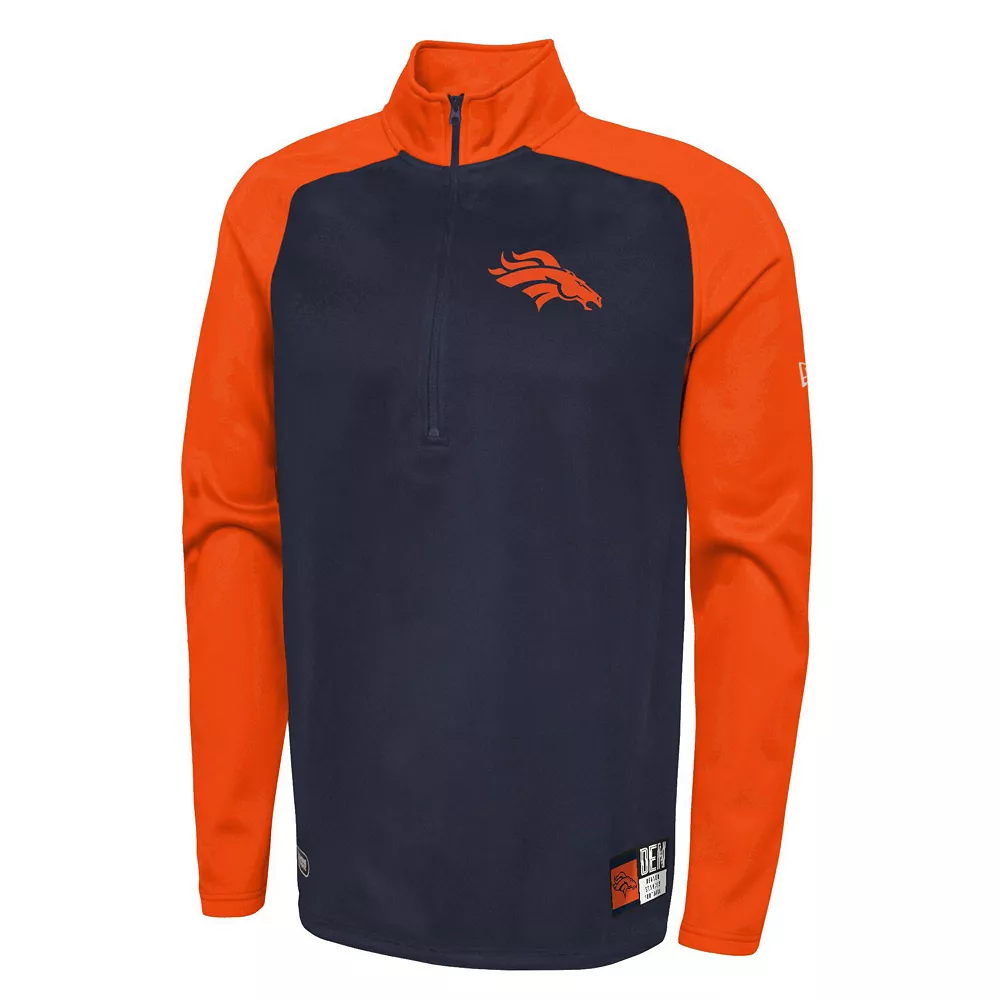 Men's New Era Navy Denver Broncos Combine Authentic O-Line Raglan Half-Zip Jacket 3 Men's New Era Navy Denver Broncos Combine Authentic O-Line Raglan Half-Zip Jacket - Image 3